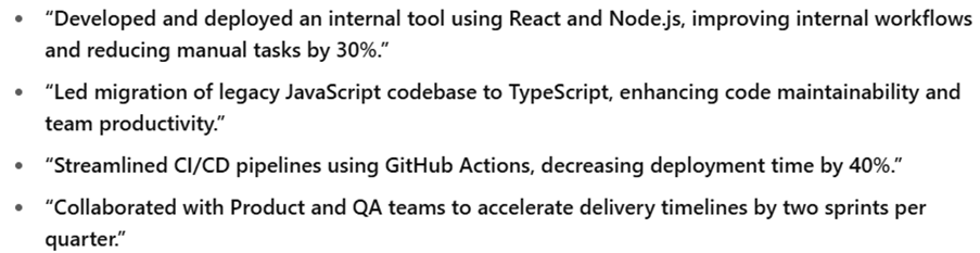 improved responses from chatgpt for CVs