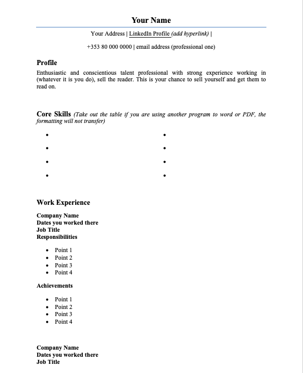 CV Template by GemPool Recruitment 