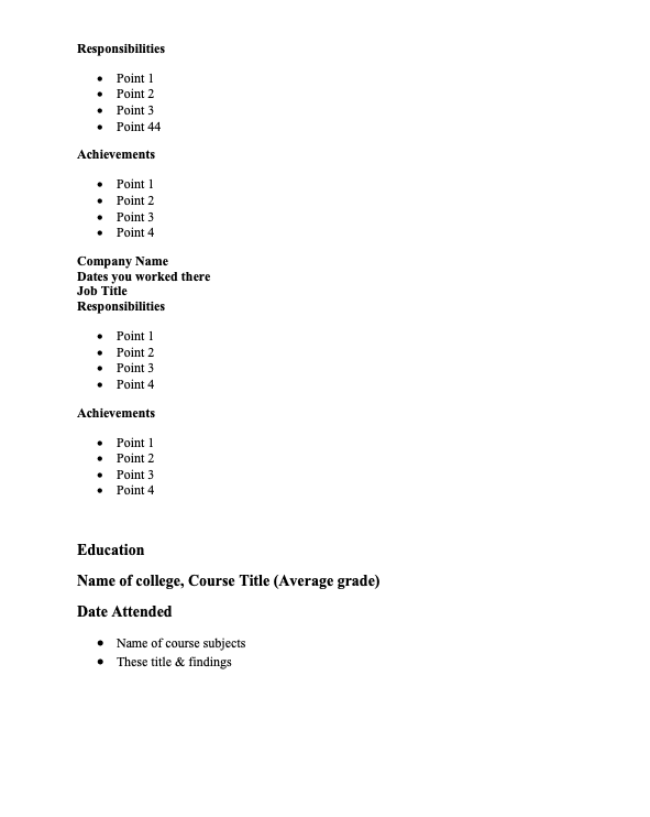 CV Template Doc By GemPool Recruitment